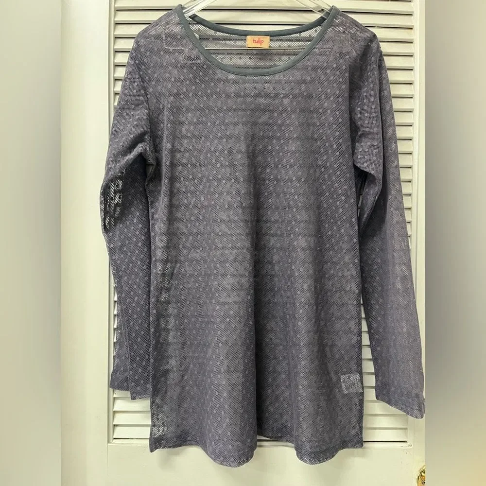 TULIP ✨medium ✨Chic Gray/purple Long Sleeve Women's Top/tunic/coverup